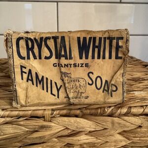 Vintage Crystal White Soap Bar Giant Size Peets Family‎ Soap USA Made